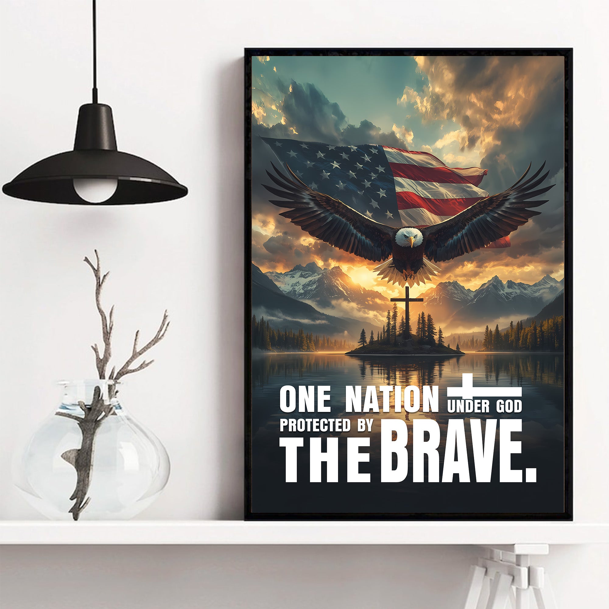 One Nation Under God Protected by the Brave Honoring Veterans Who Safeguard Our Freedom Poster
