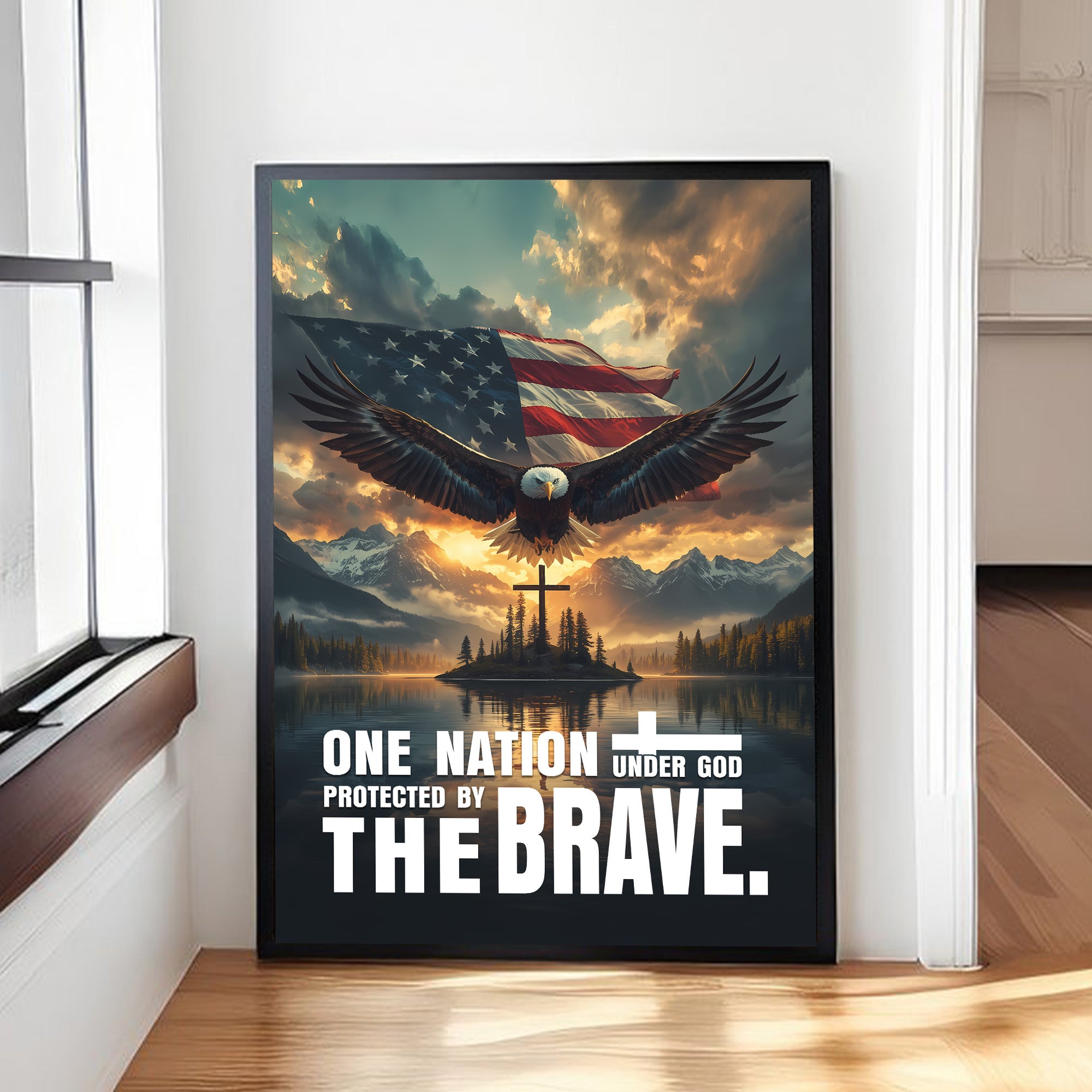 One Nation Under God Protected by the Brave Honoring Veterans Who Safeguard Our Freedom Poster