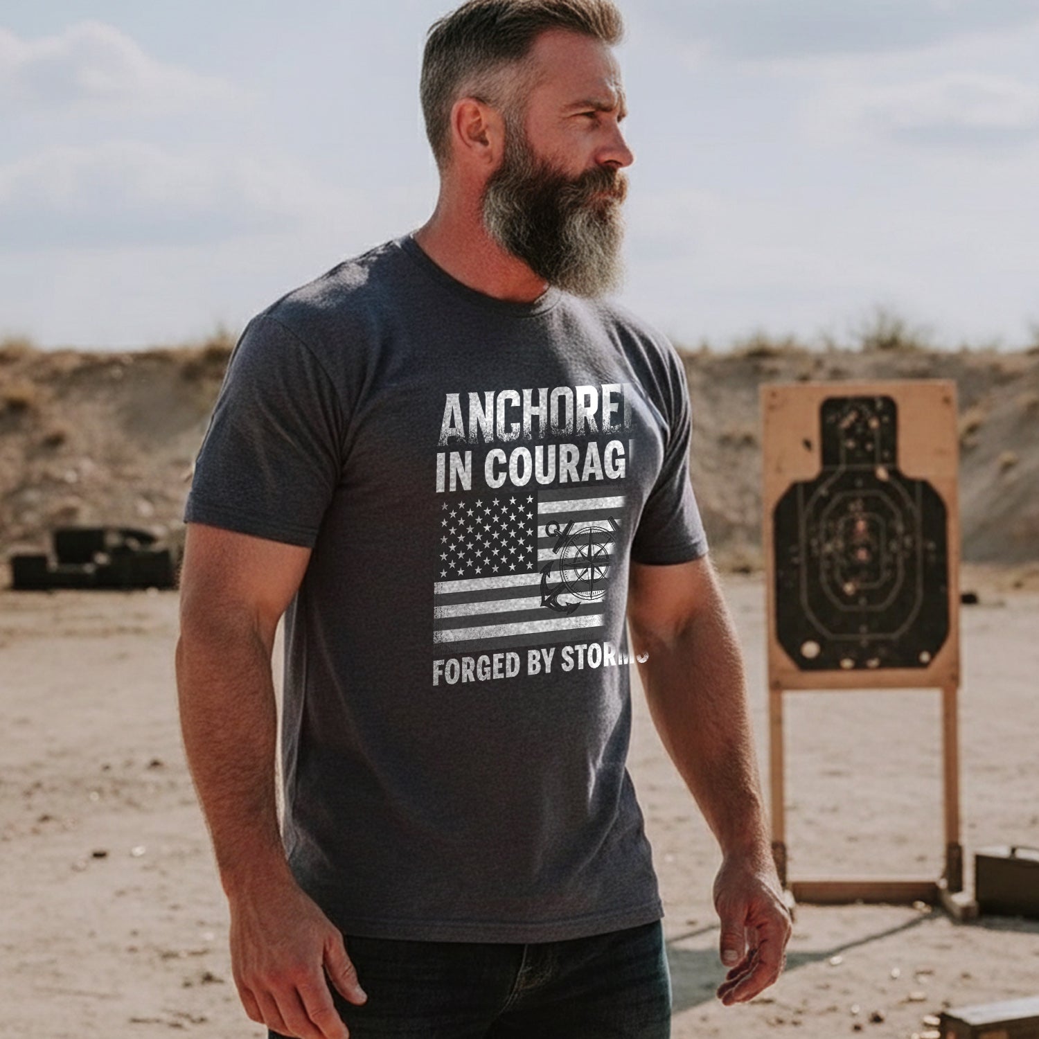 Anchored in Courage Forged by Storms Built T-Shirt