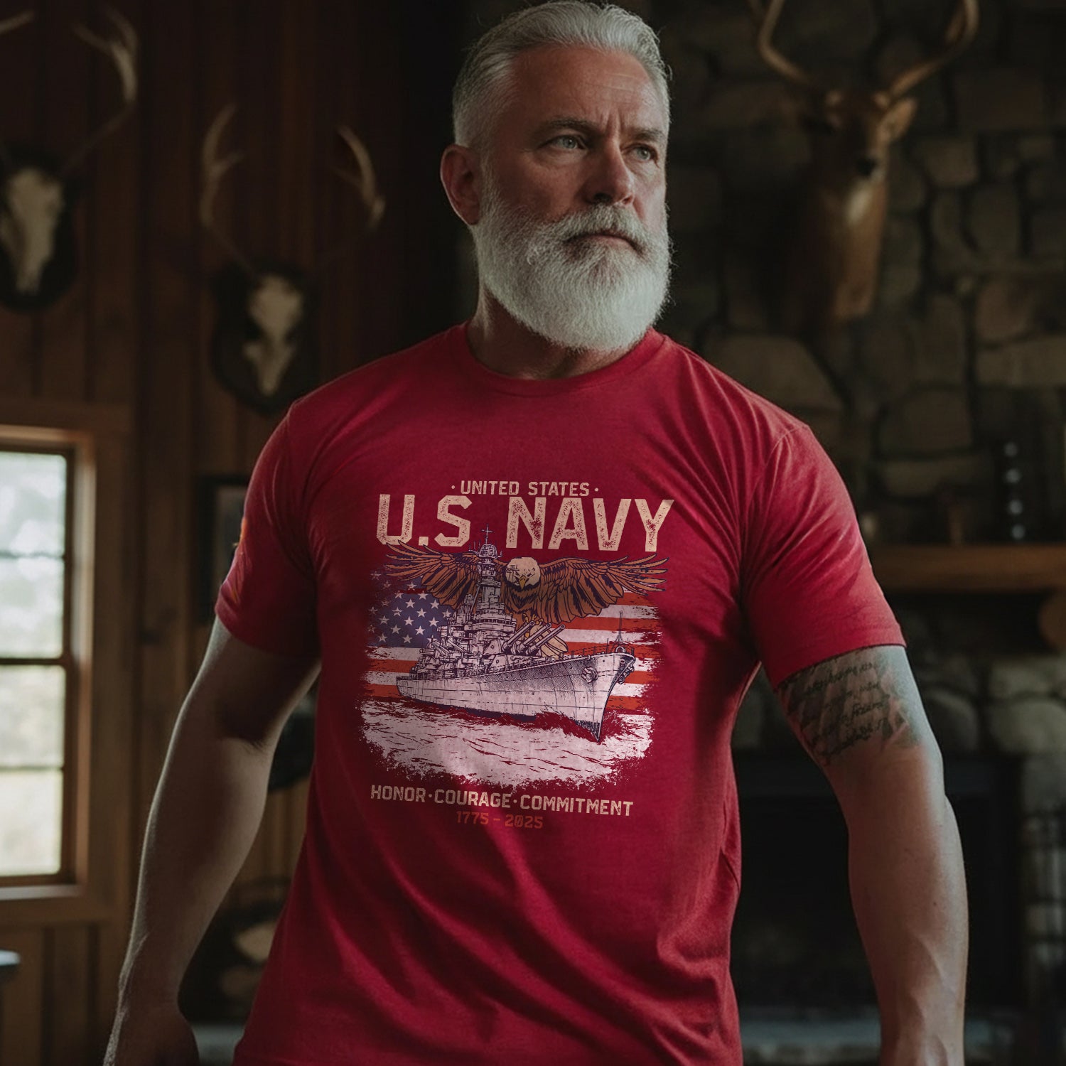 Honor Courage Commitment Core Values of Every U.S. Veteran Forged in Service and Sacrifice T-Shirt Secondary image