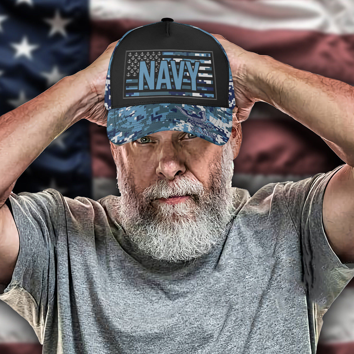 US Navy Proud Veteran All-Over Print Baseball Cap