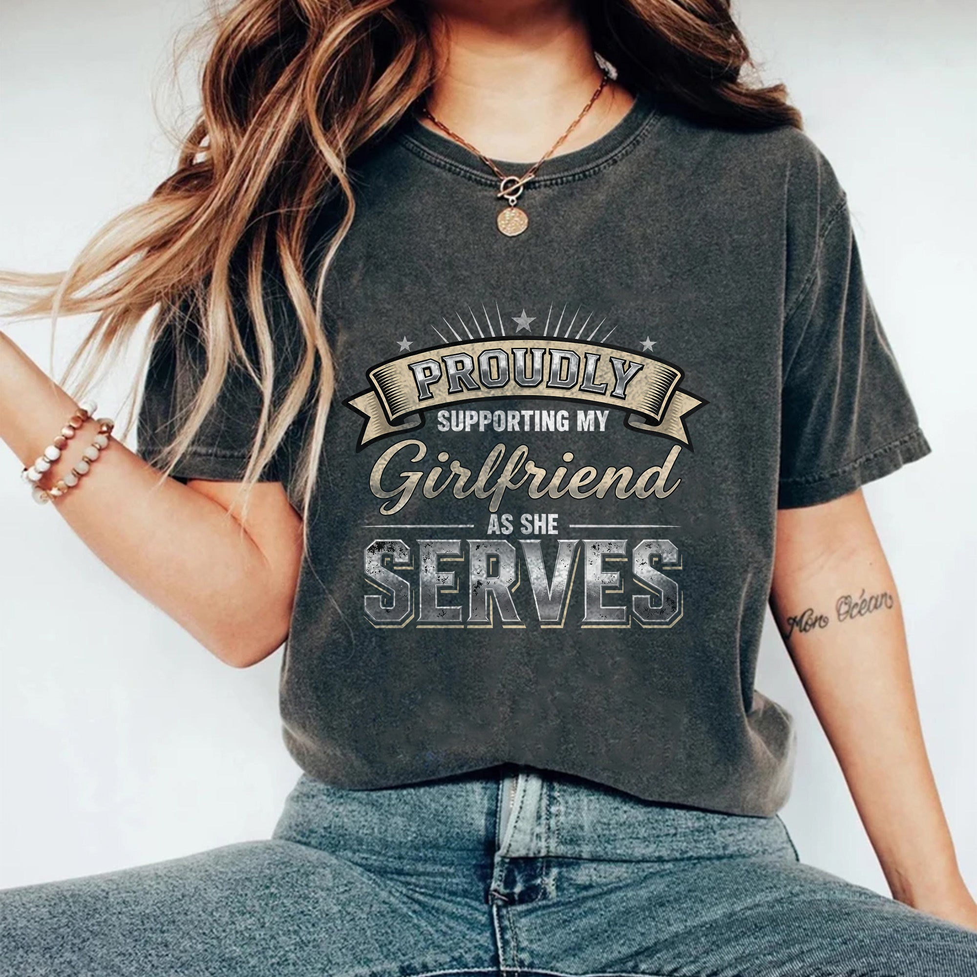 Proud Military Girlfriend Comfort Colors T-Shirt Secondary image