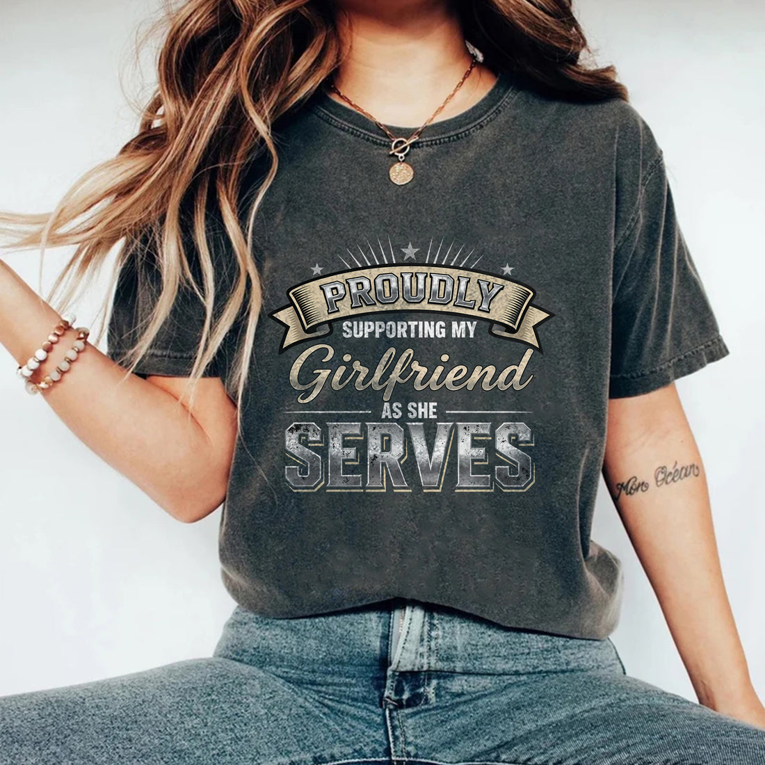 Proud Military Girlfriend Comfort Colors T-Shirt