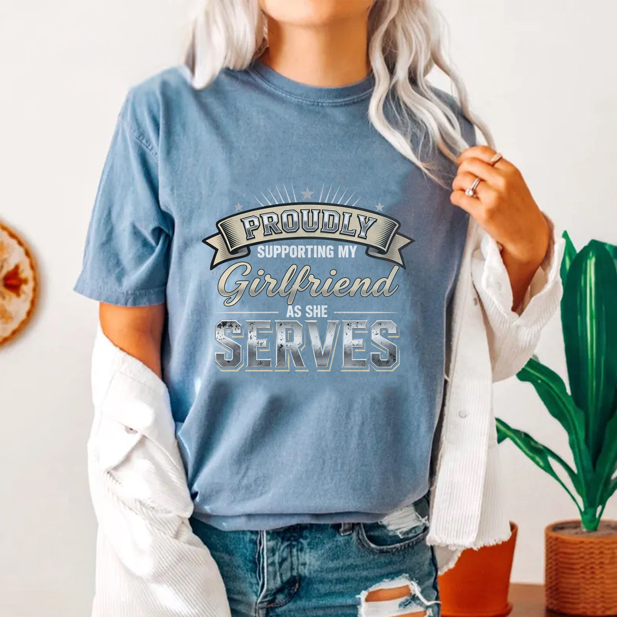 Proud Military Girlfriend Comfort Colors T-Shirt