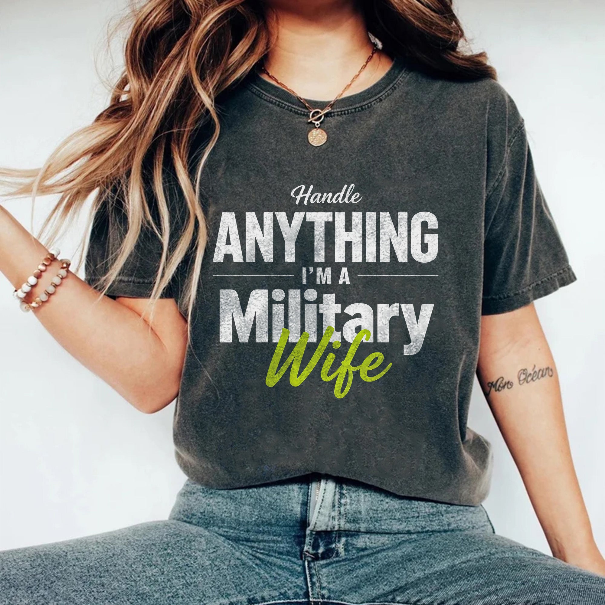 Military Wife Handle Anything Comfort Colors T-Shirt Secondary image