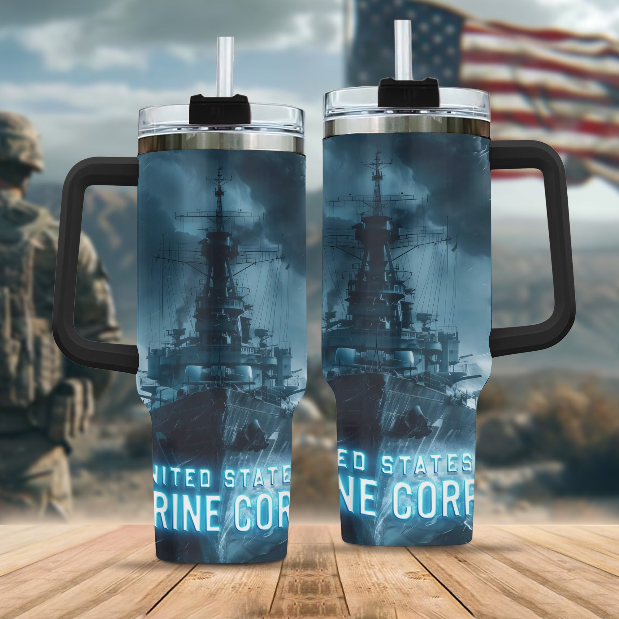 U.S. Marine Corps Veteran All-over Print Tumbler 40oz
