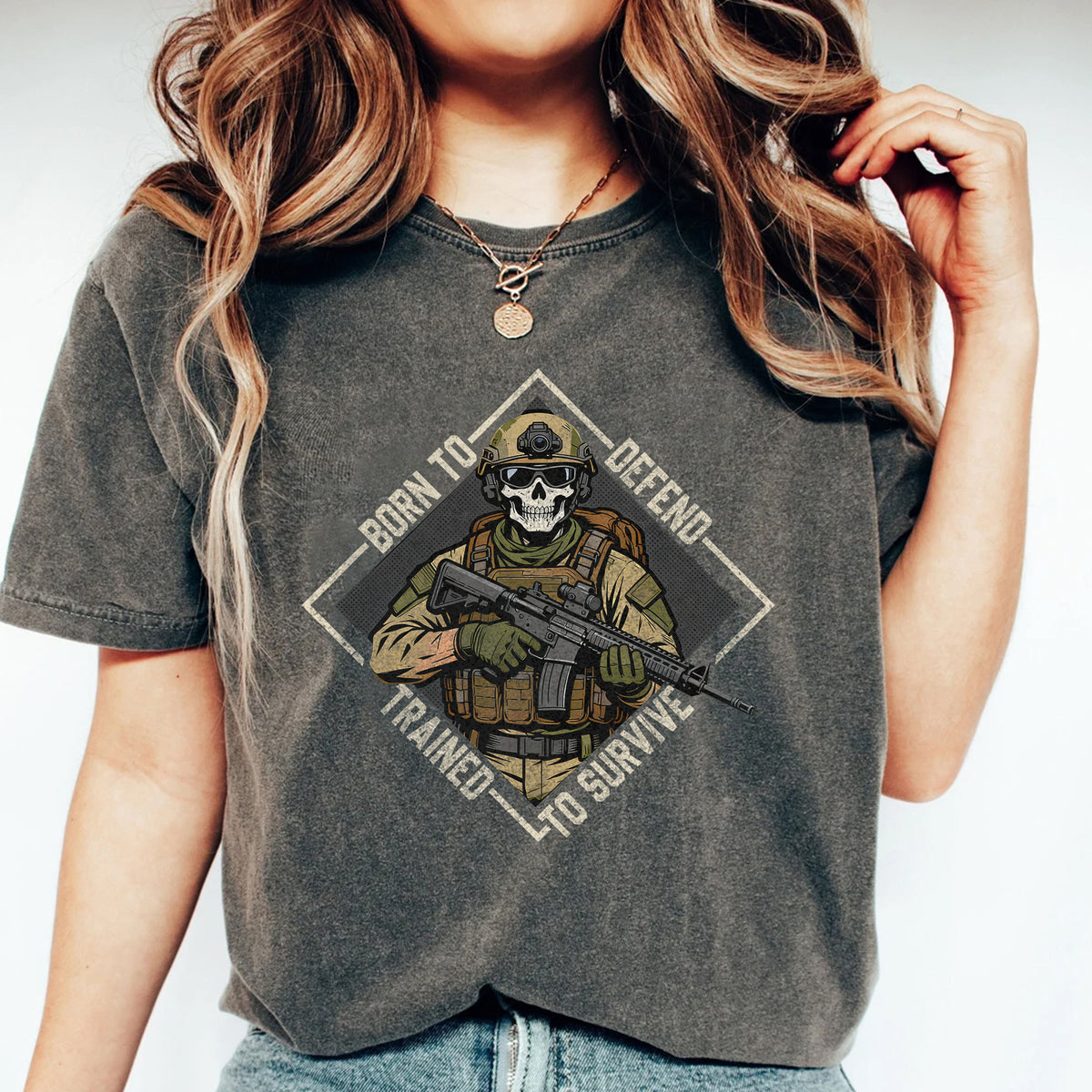 Born to Defend Proud Veteran Comfort Colors T-Shirt Main image