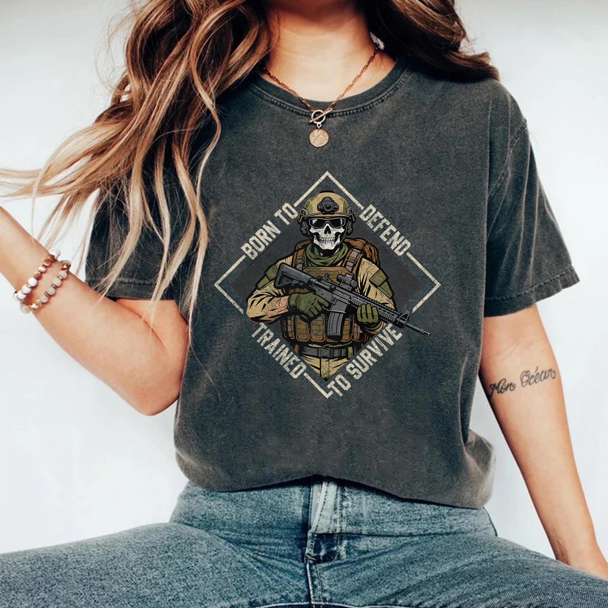 Born to Defend Proud Veteran Comfort Colors T-Shirt Secondary image