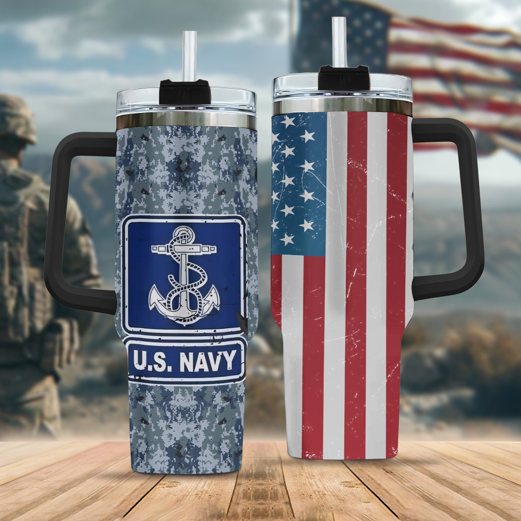 US Navy Proud Veteran All-over Print Tumbler 40oz