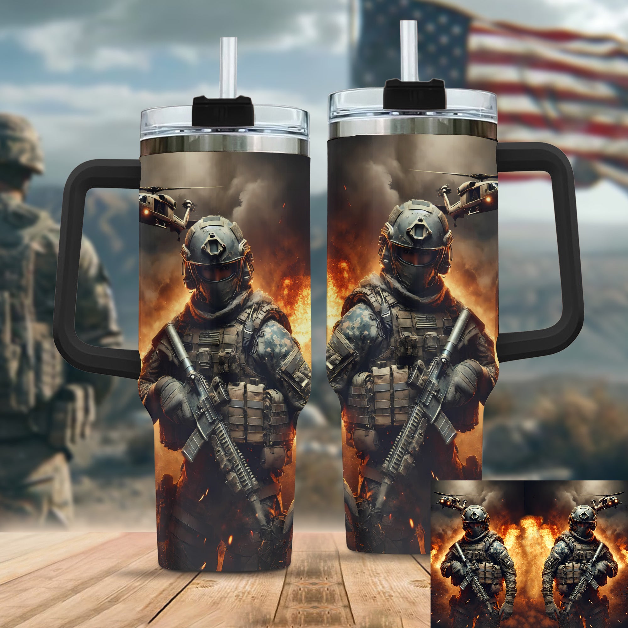 Army Strong Proud Veteran All-over Print Tumbler 40oz