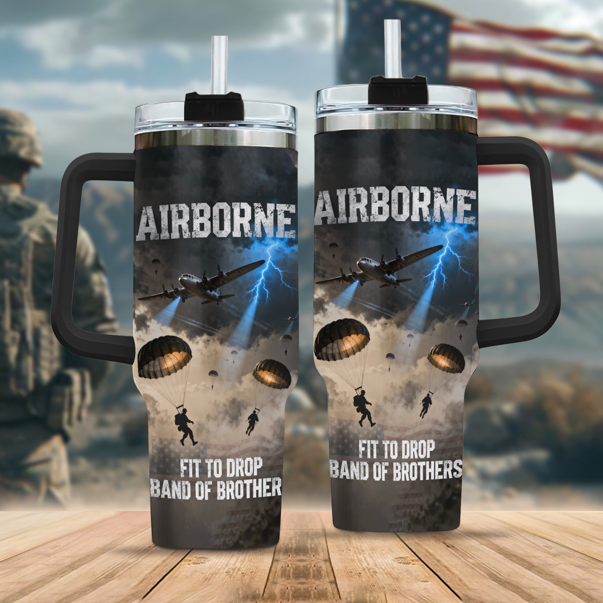 Airborne Band Veteran Pride All-over Print Tumbler 40oz