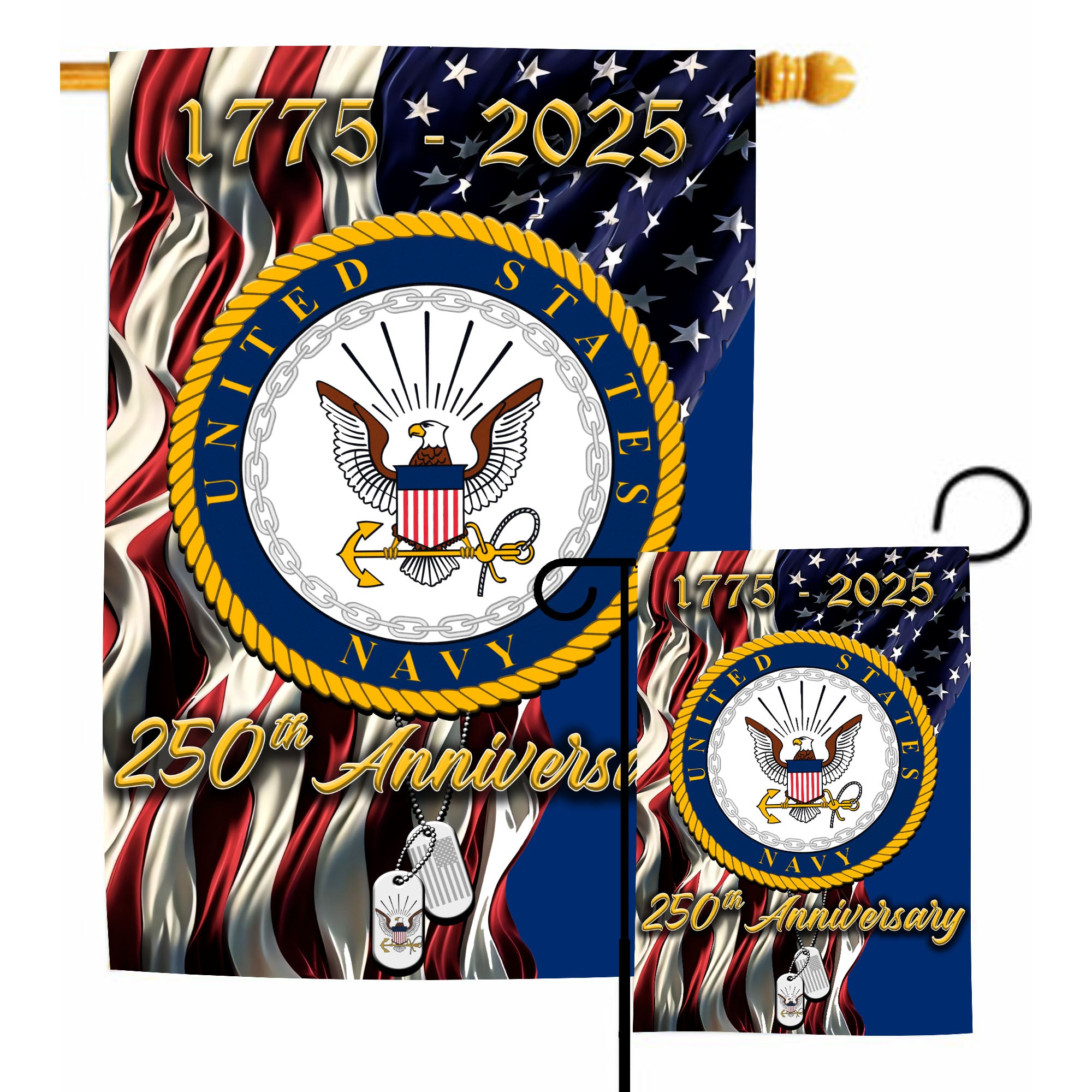 Navy 250th Anniversary Veteran Pride Flag