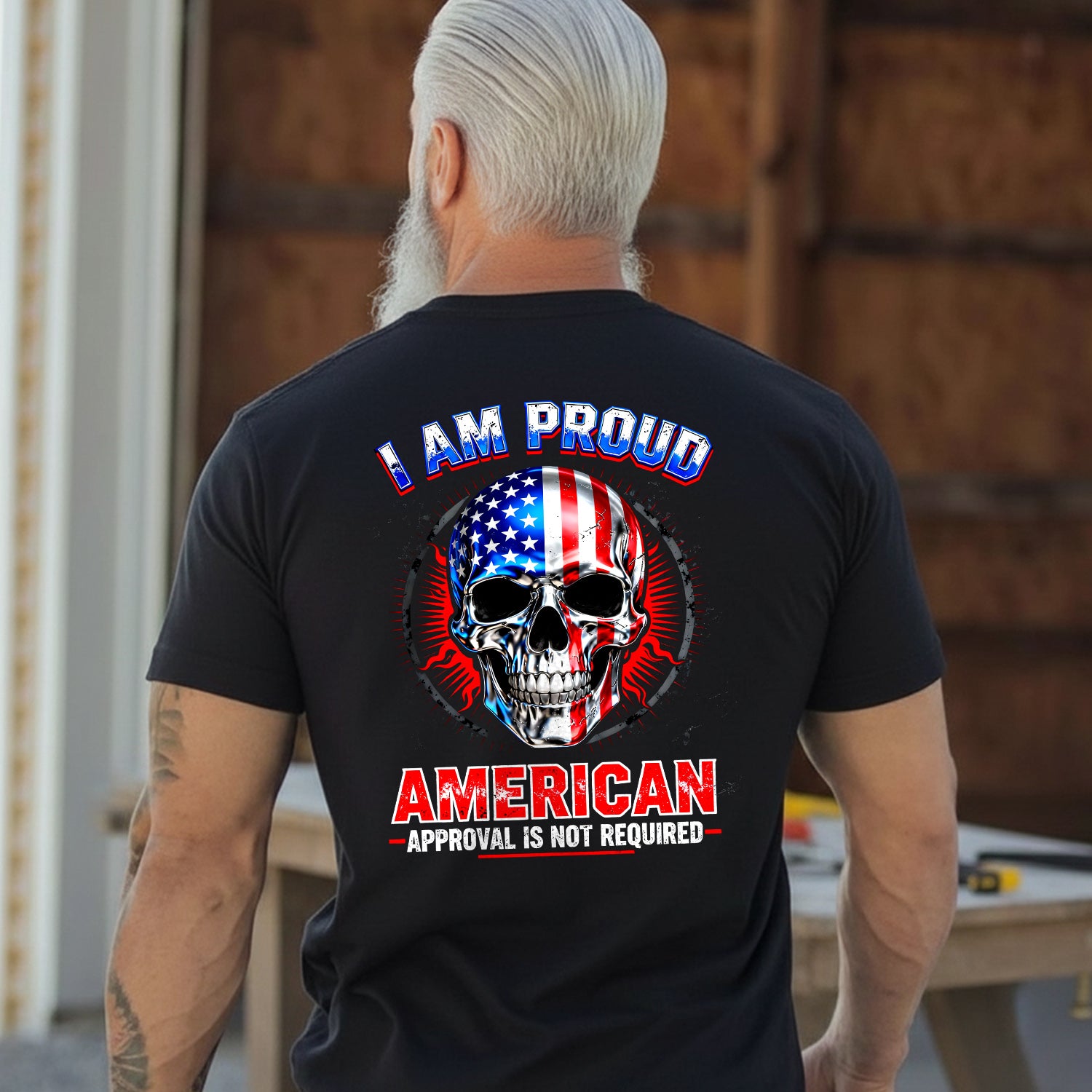 I Am a Proud American Approval Not Required Proud US Military Veteran Honor Courage T-Shirt Secondary image