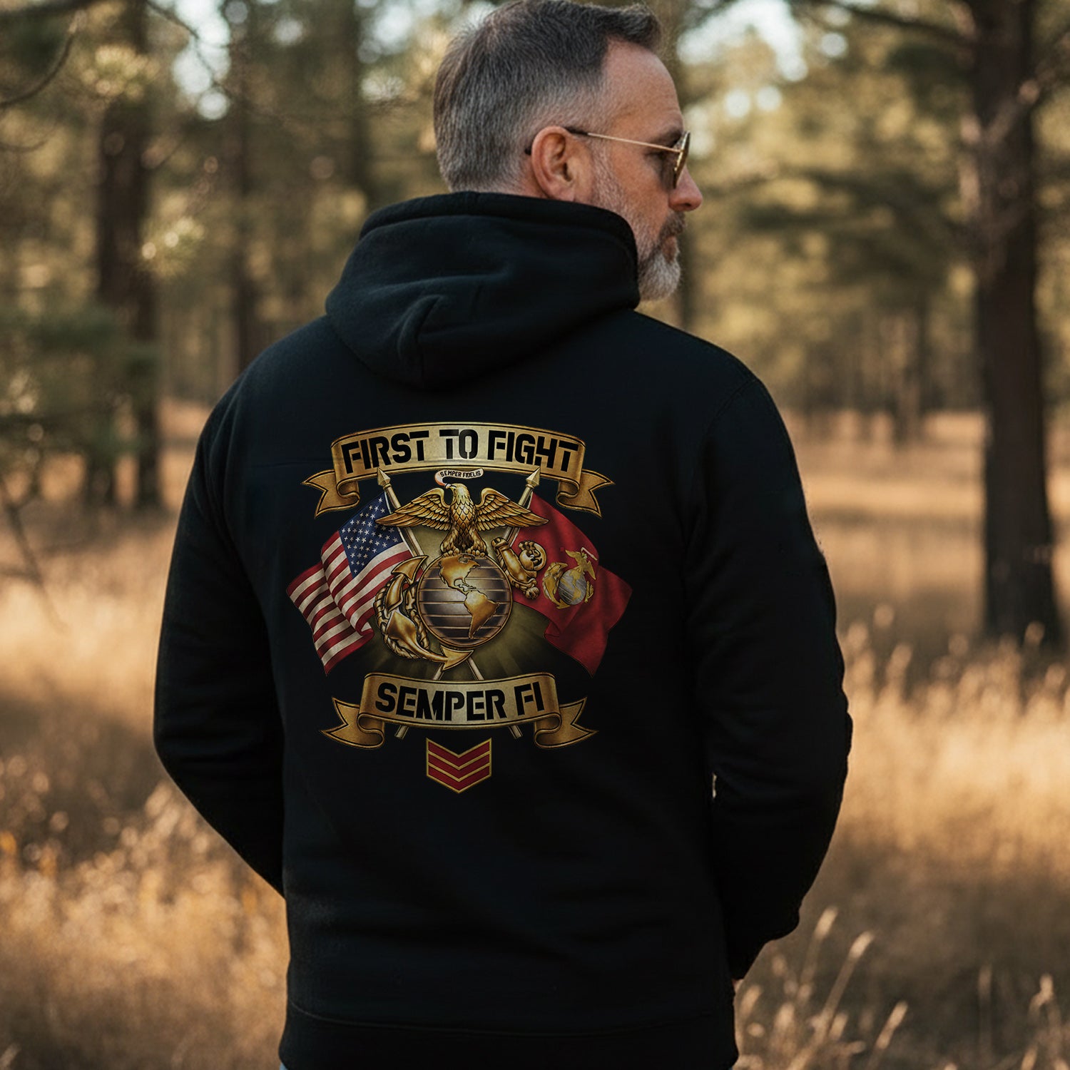 First to Fight Semper Fi Proud US Military Hoodie