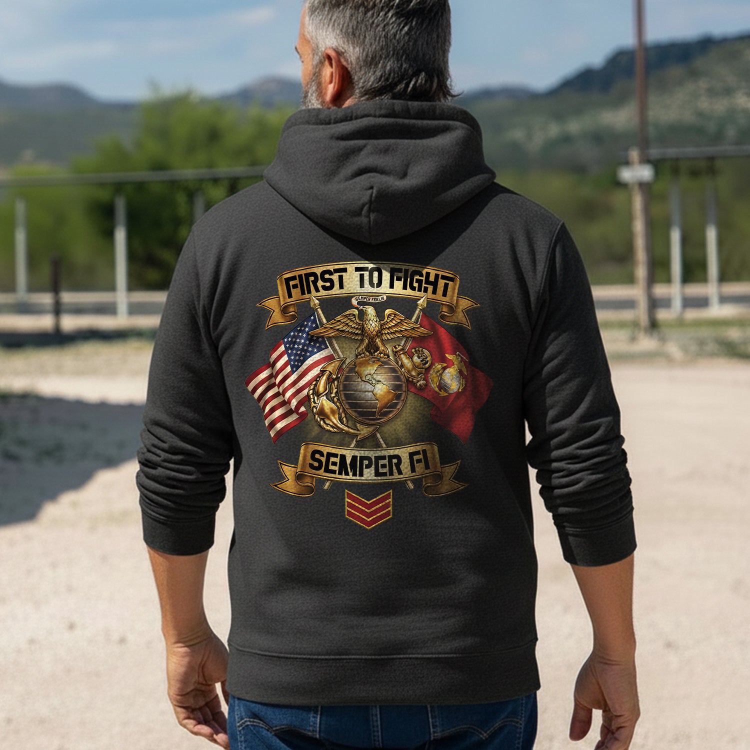 First to Fight Semper Fi Proud US Military Hoodie