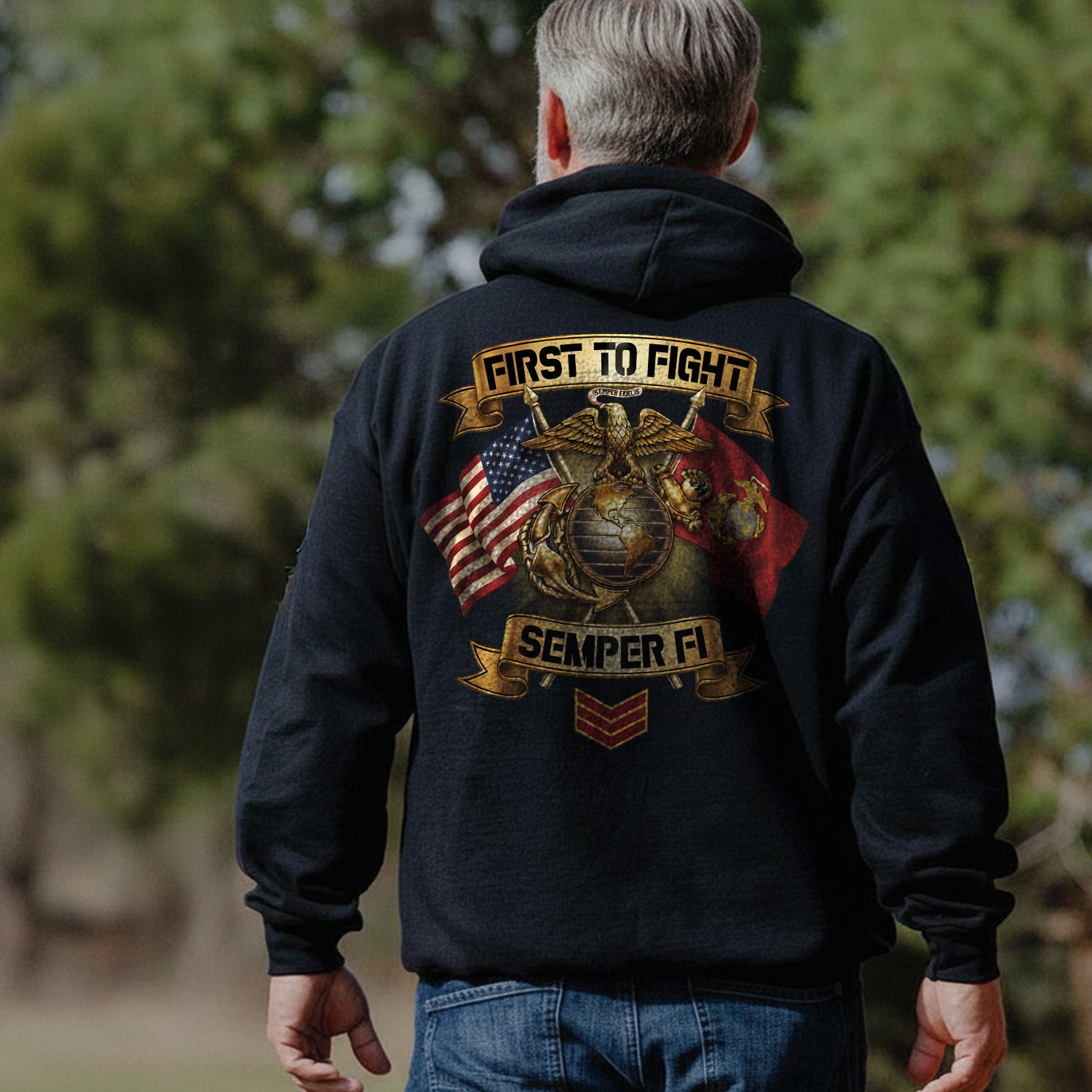 First to Fight Semper Fi Proud US Military Hoodie