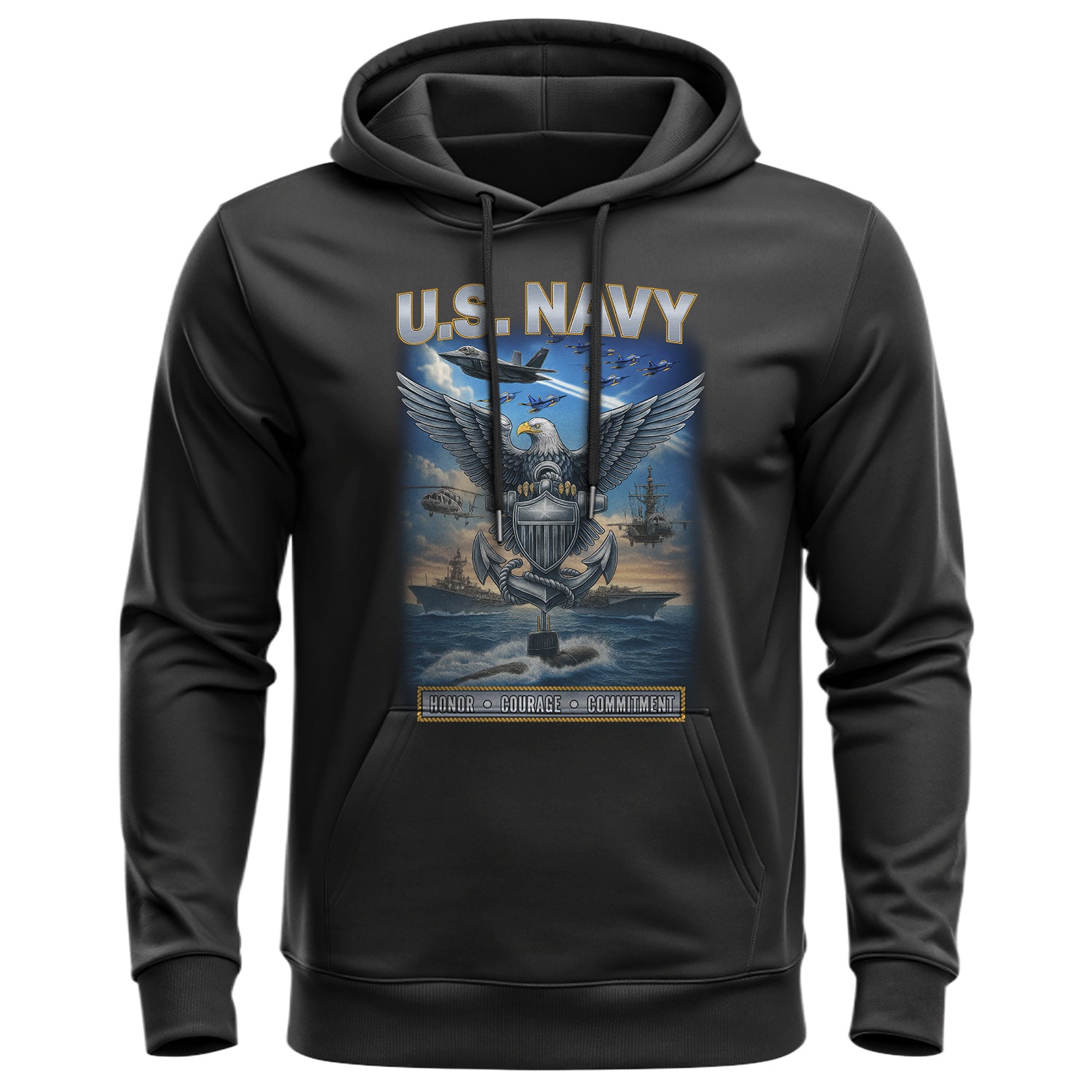 Navy Honor Courage Commitment Proud Veteran Hoodie