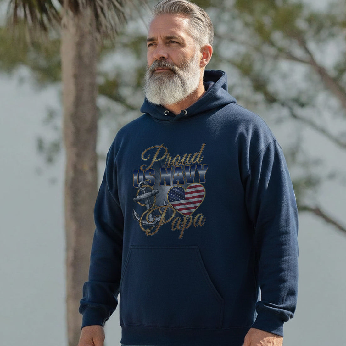 Proud US Navy Papa Honor Courage Love Hoodie