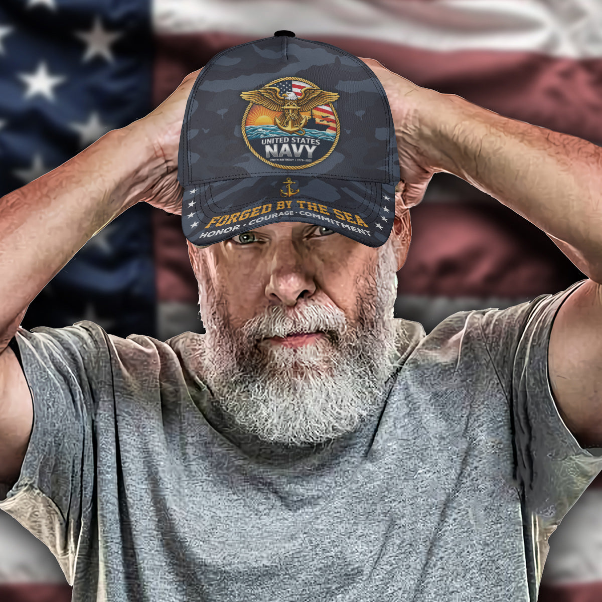 US Navy 250th All-over Print Baseball Cap