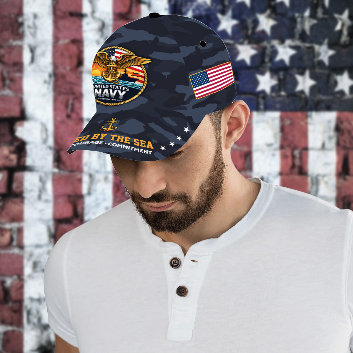 US Navy 250th All-over Print Baseball Cap