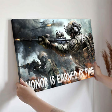 Honor Earned in Fire US Military Veteran Canvas