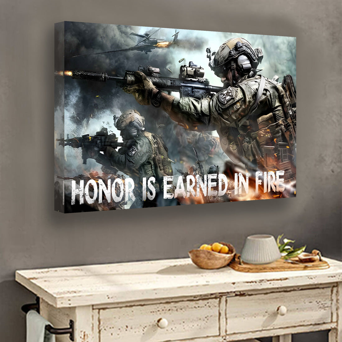 Honor Earned in Fire US Military Veteran Canvas