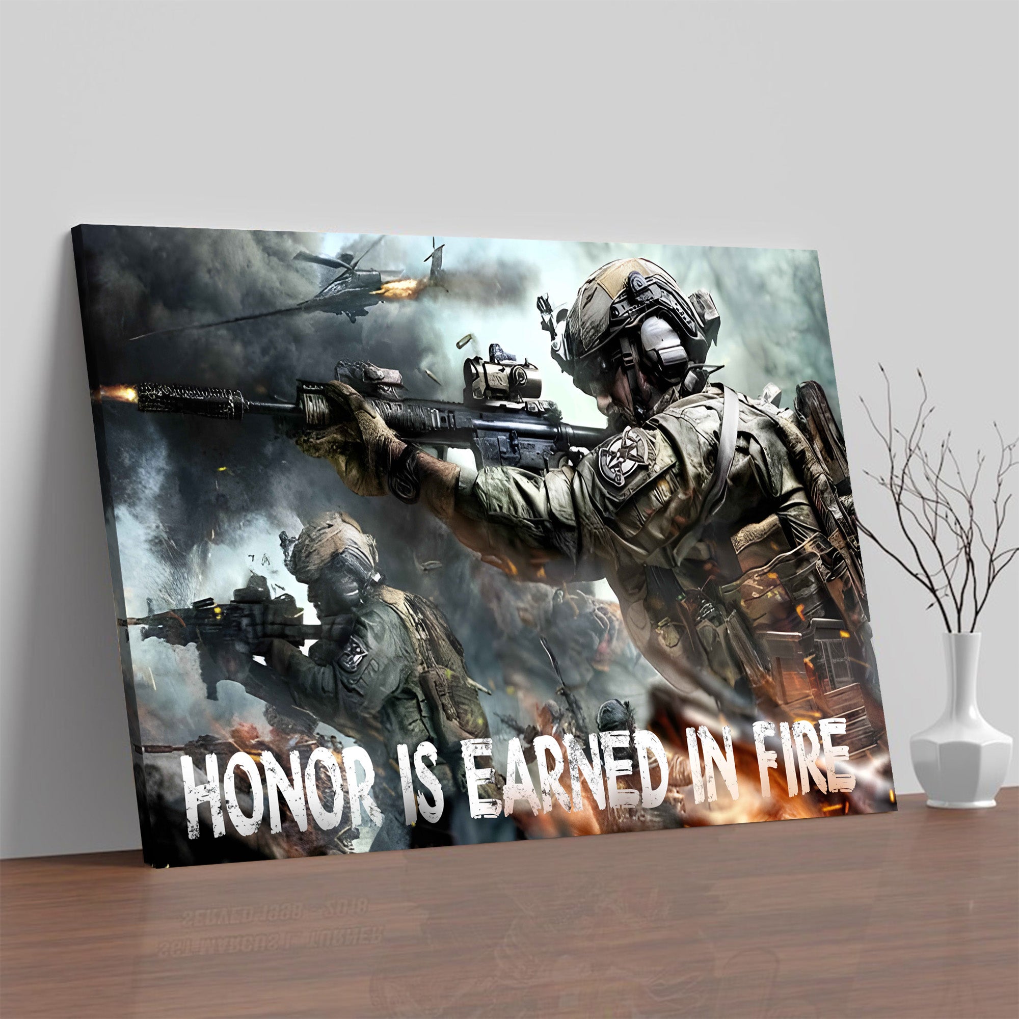 Honor Earned in Fire US Military Veteran Canvas