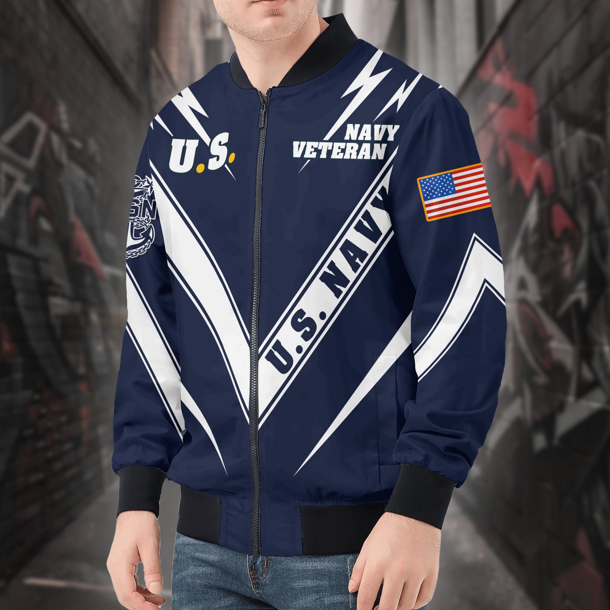US Navy Veteran All-over Print Bomber Jacket