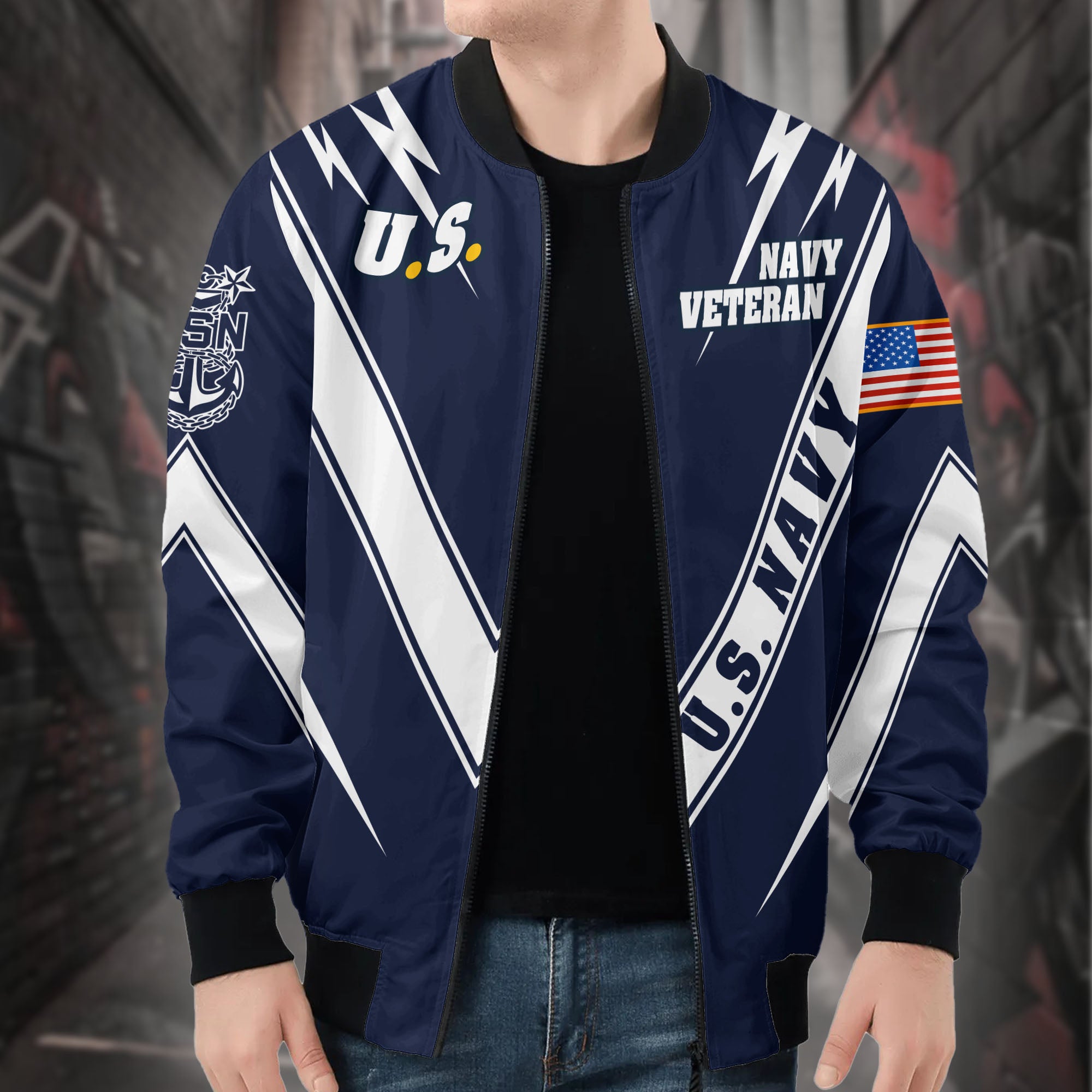 US Navy Veteran All-over Print Bomber Jacket