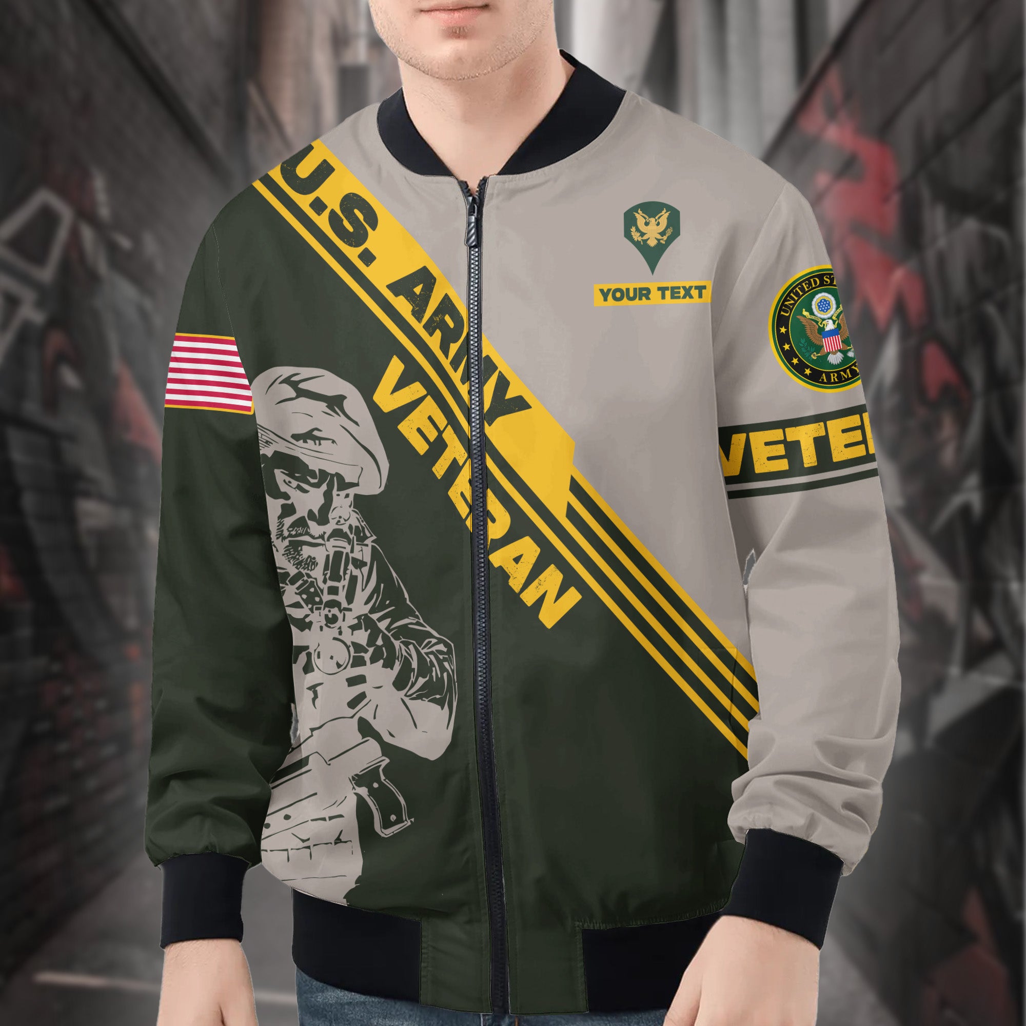 US Army Veteran Personalized All-over Print Bomber Jacket