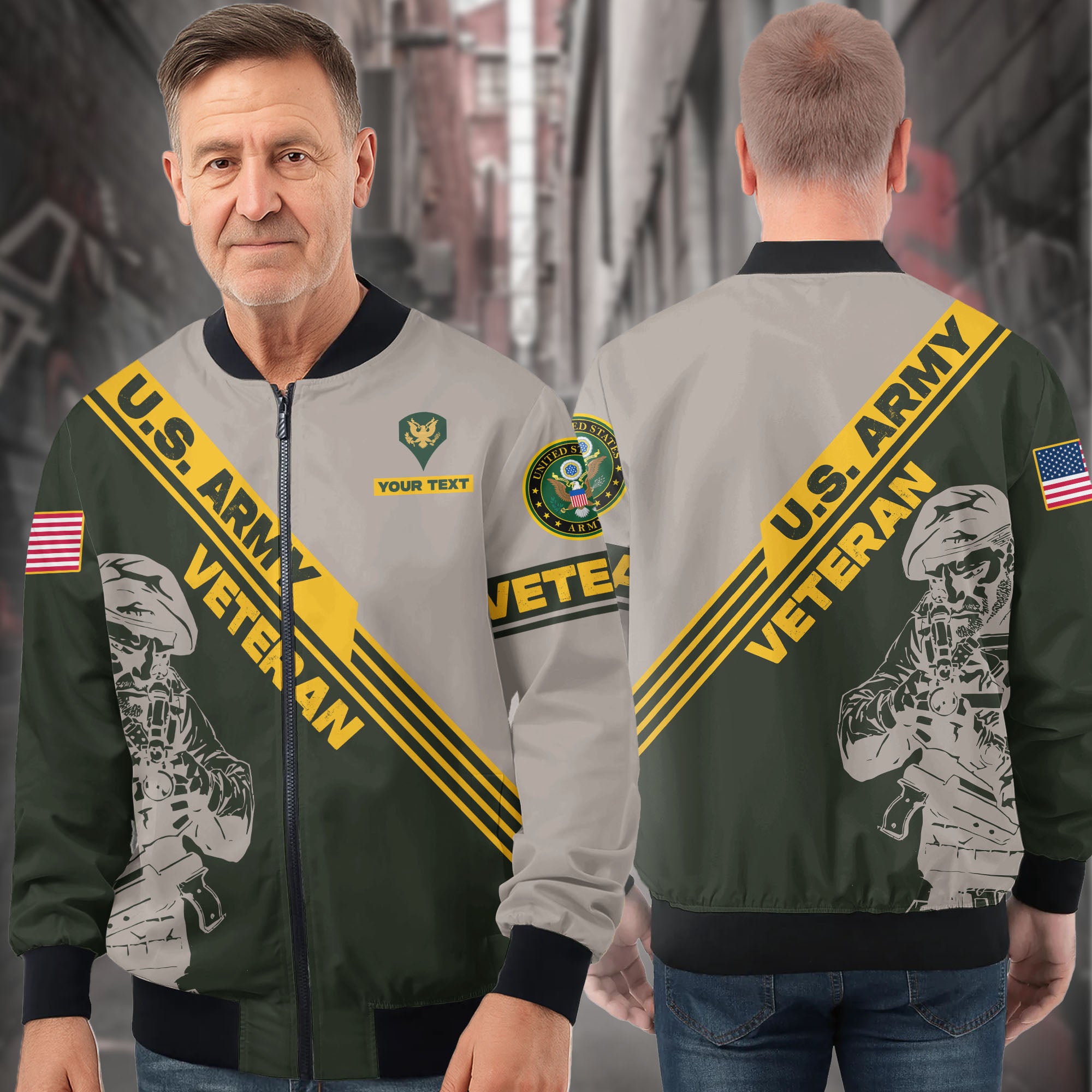 US Army Veteran Personalized All-over Print Bomber Jacket