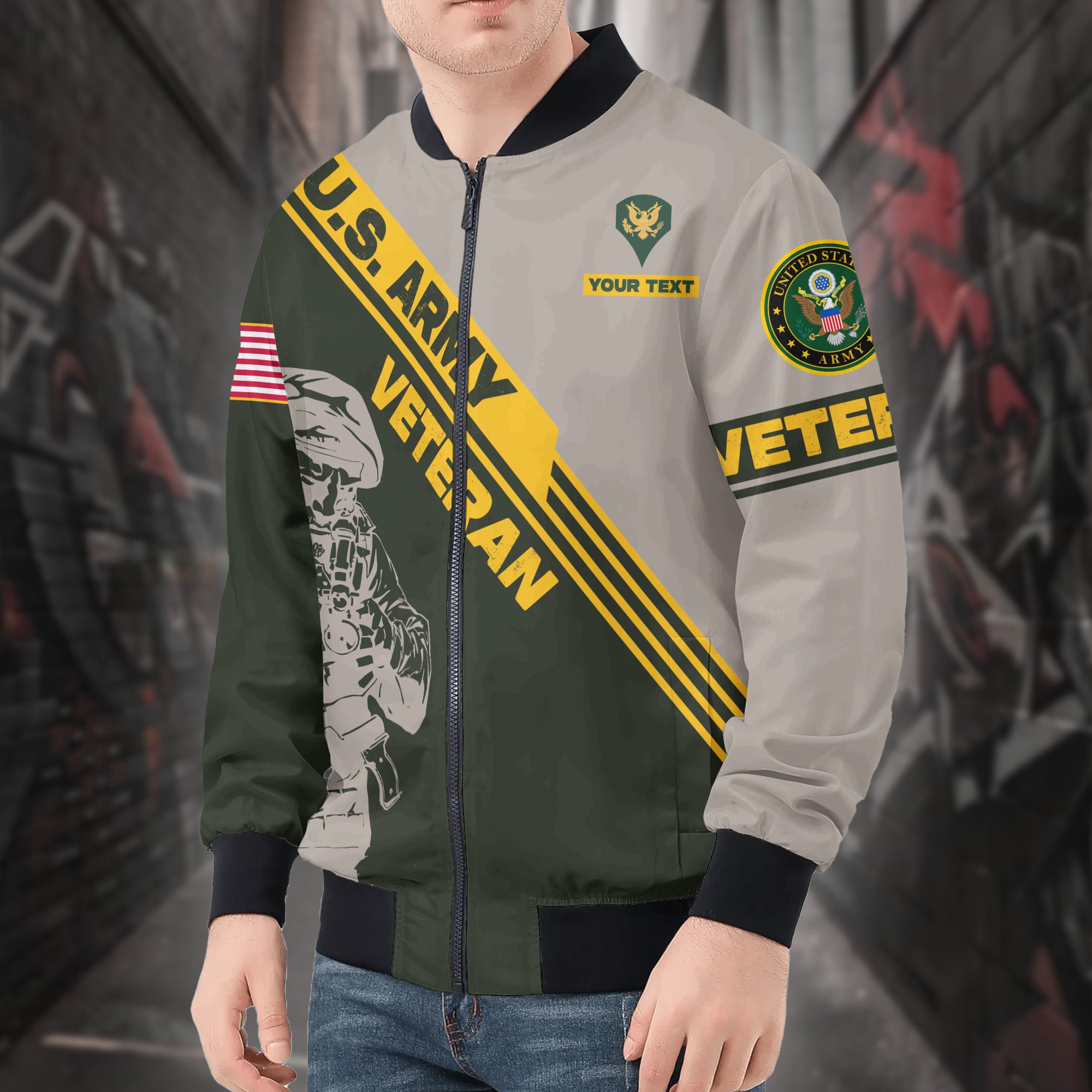 US Army Veteran Personalized All-over Print Bomber Jacket