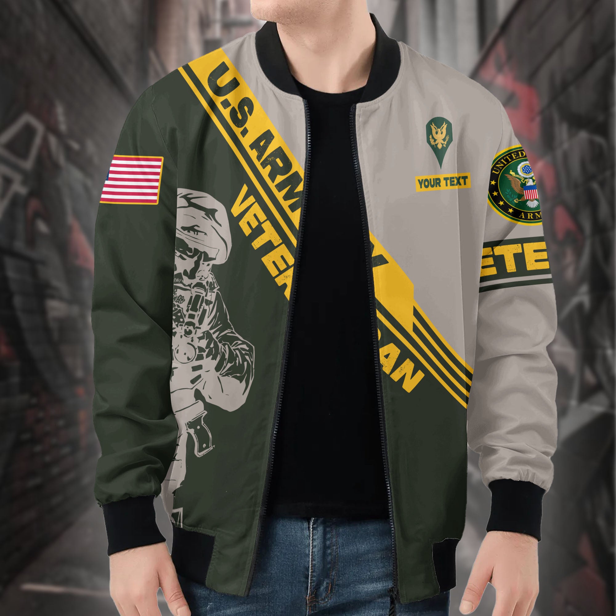 US Army Veteran Personalized All-over Print Bomber Jacket