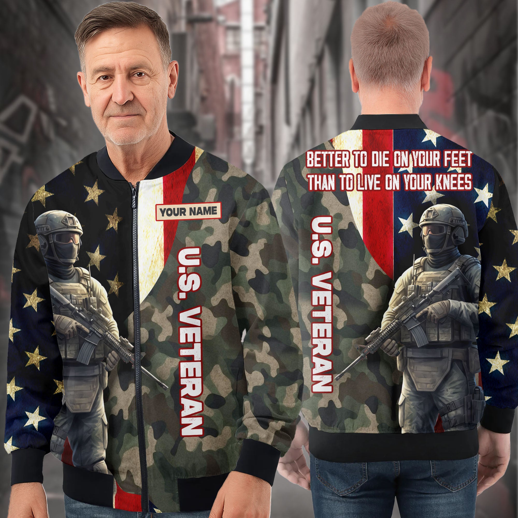 US Veteran Personalized All-over Print Bomber Jacket