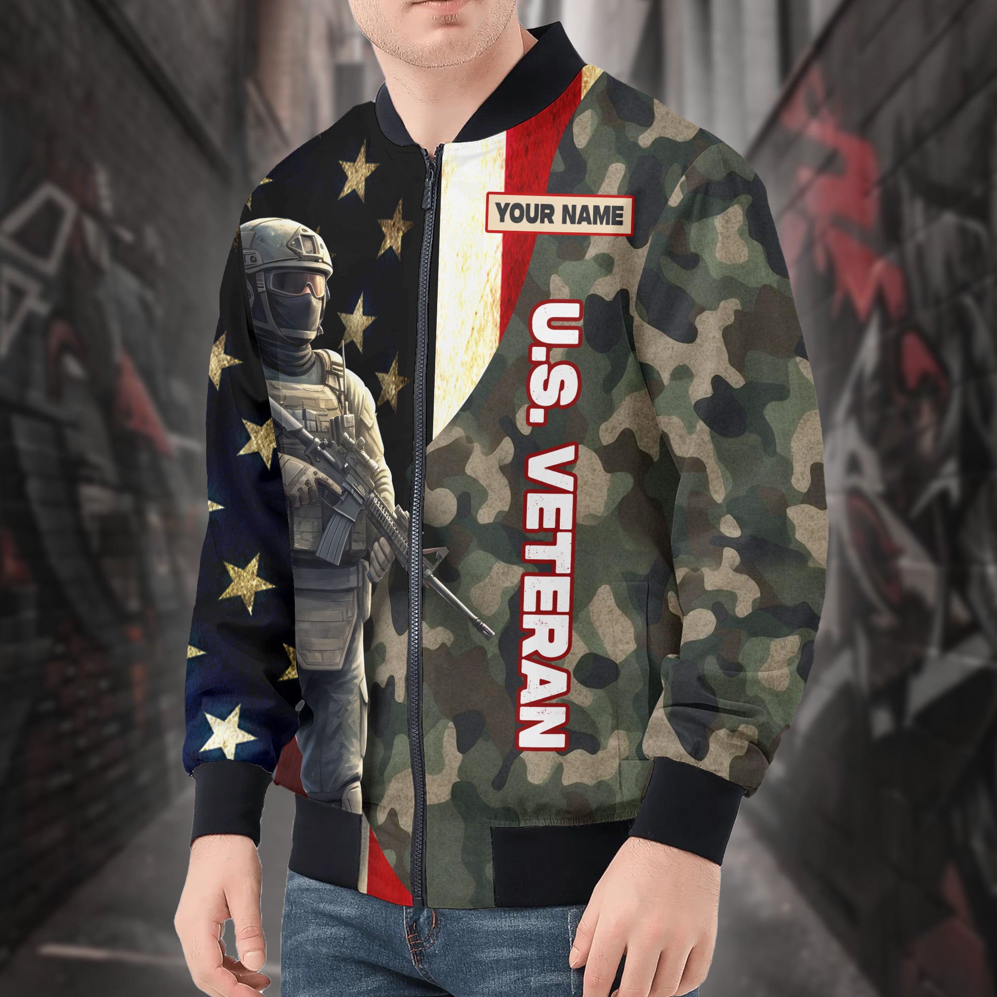 US Veteran Personalized All-over Print Bomber Jacket