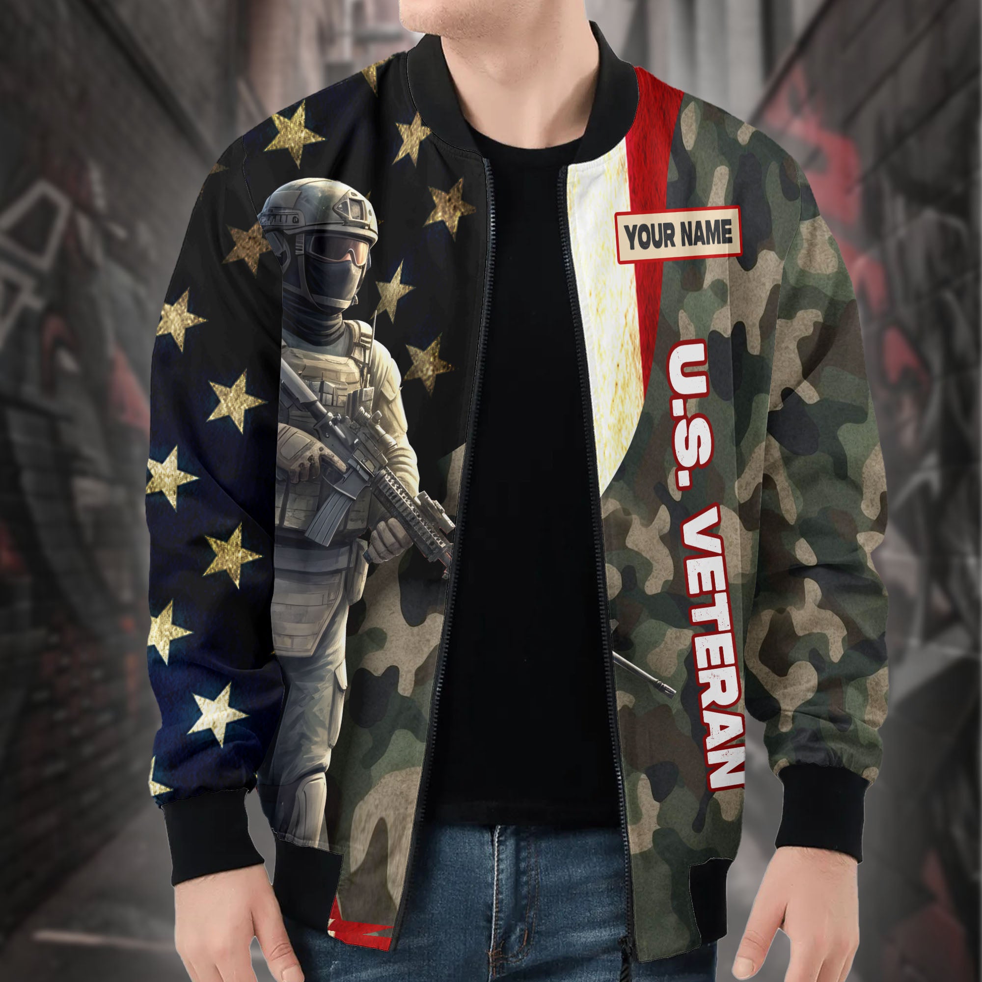 US Veteran Personalized All-over Print Bomber Jacket