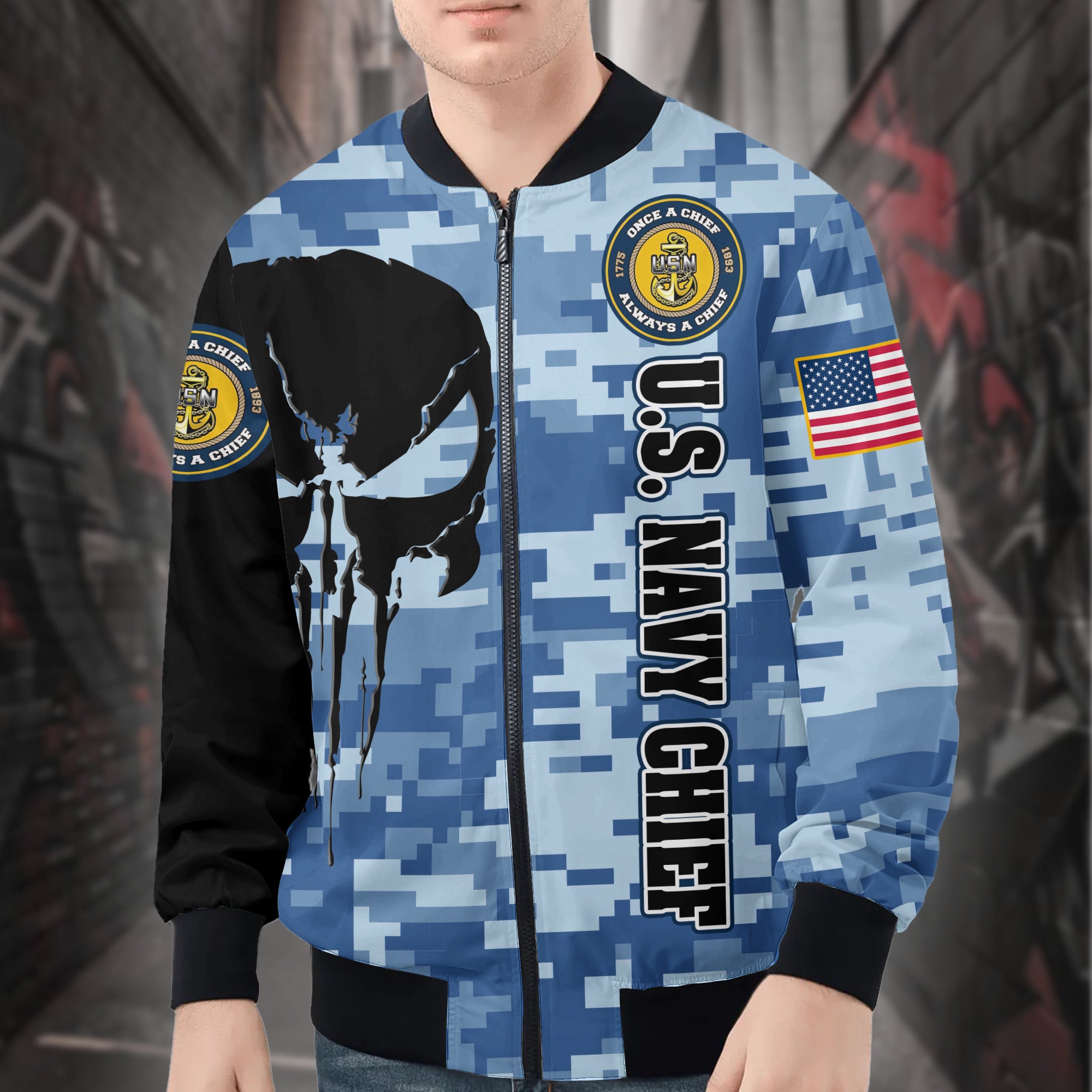 US Navy Chief All-over Print Bomber Jacket