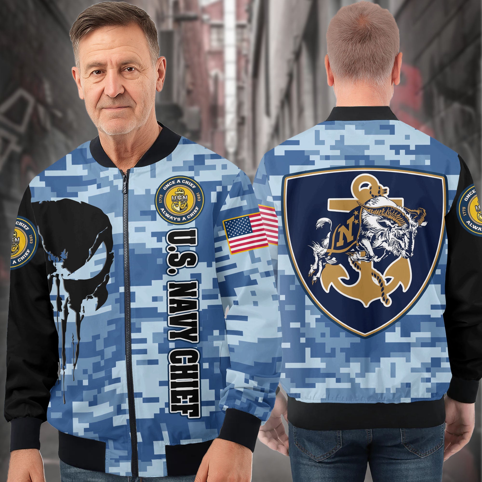 US Navy Chief All-over Print Bomber Jacket