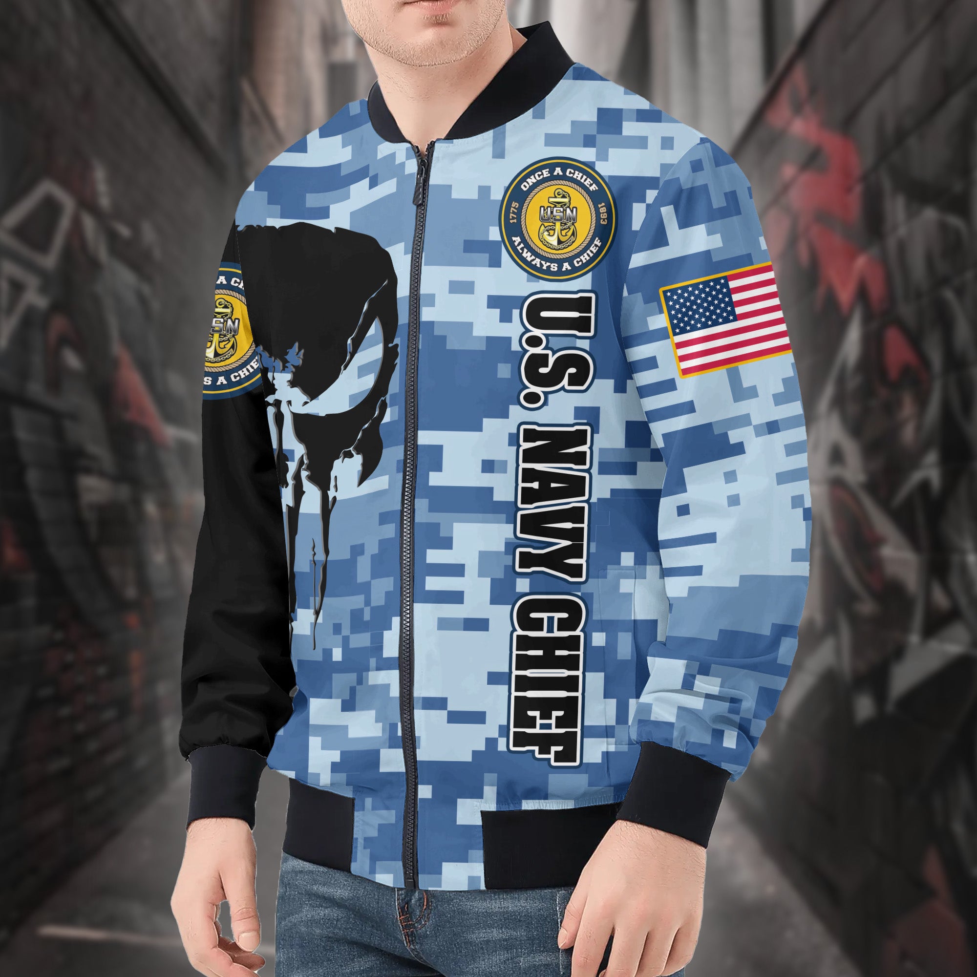 US Navy Chief All-over Print Bomber Jacket