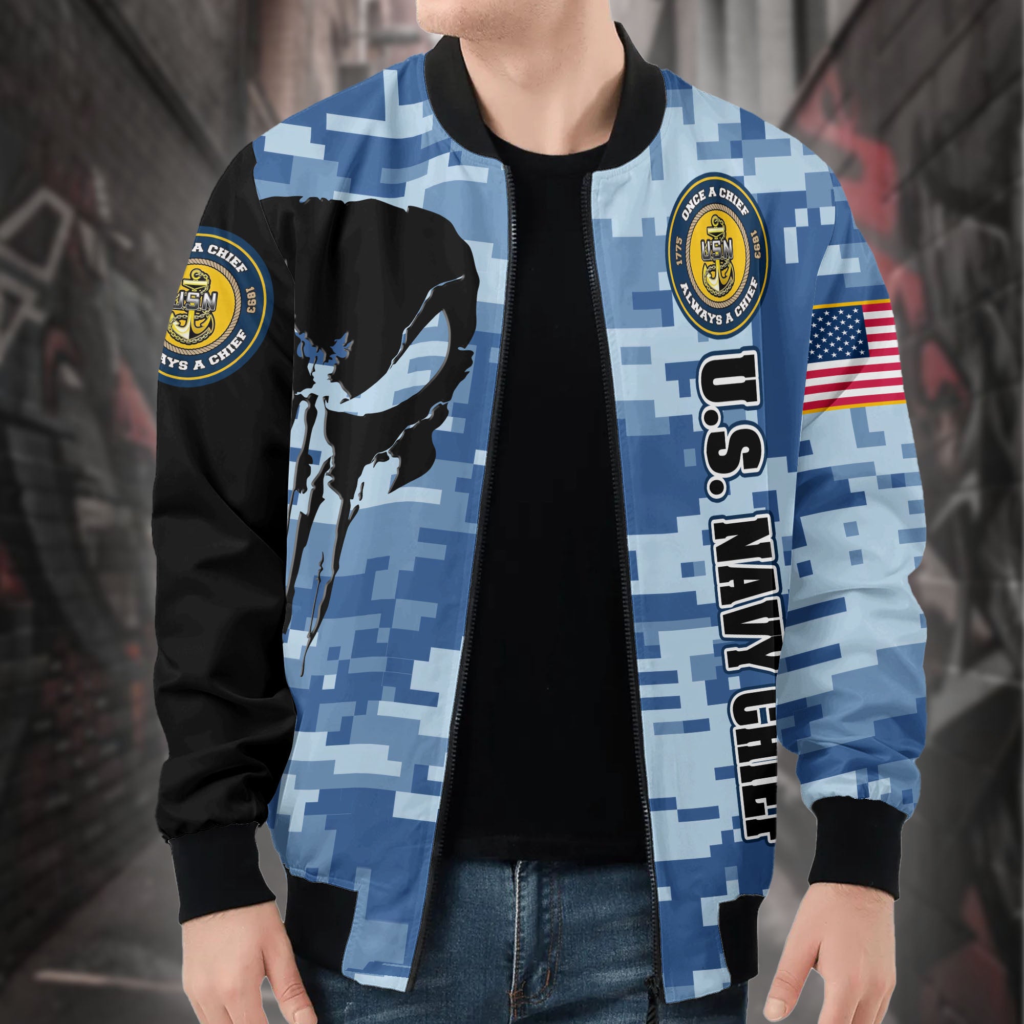 US Navy Chief All-over Print Bomber Jacket