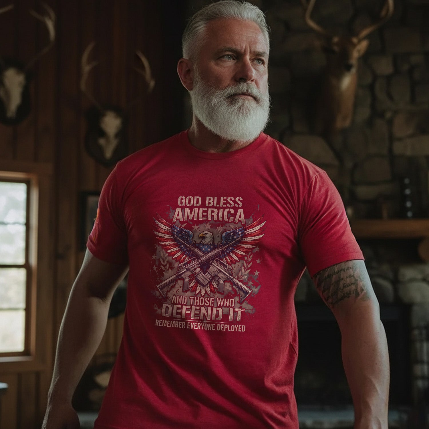 Patriotic Tribute to America's Defenders T-Shirt Secondary image