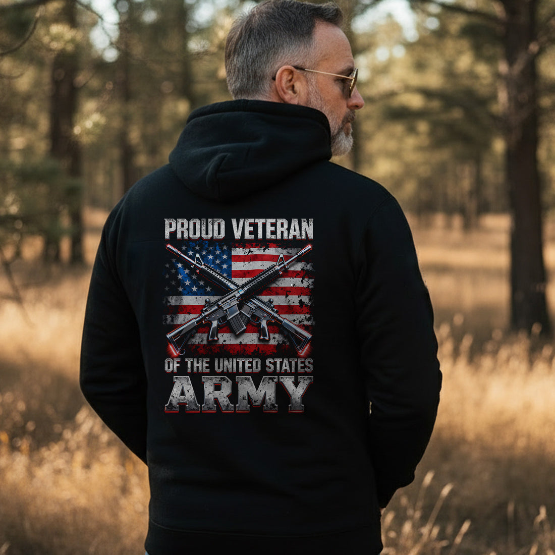 Proud Veteran Tribute with American Flag Design Hoodie