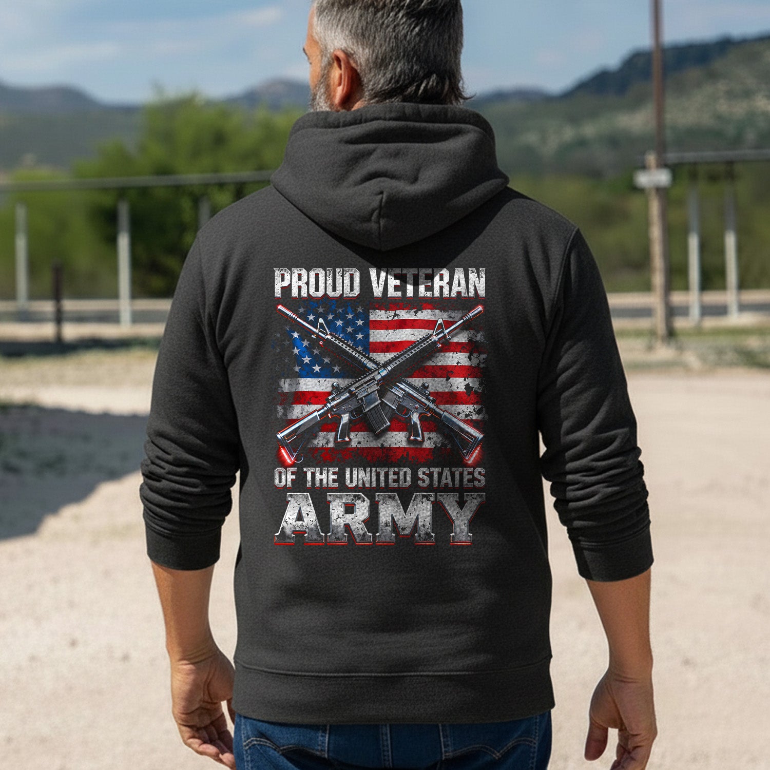 Proud Veteran Tribute with American Flag Design Hoodie