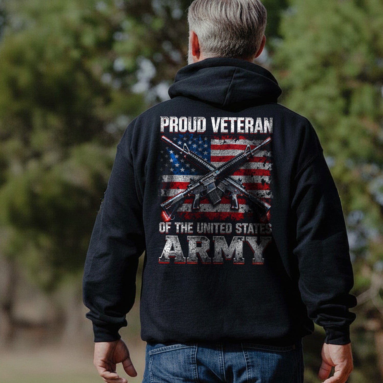Proud Veteran Tribute with American Flag Design Hoodie