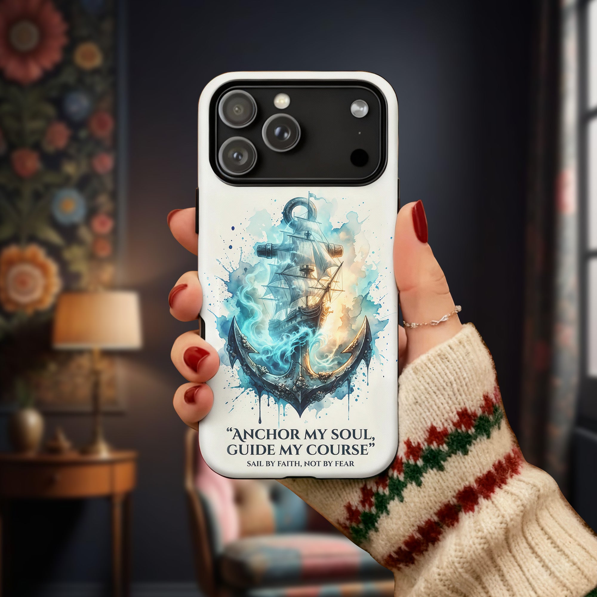 Anchored in Faith, Guided with Courage Phone Case Secondary image