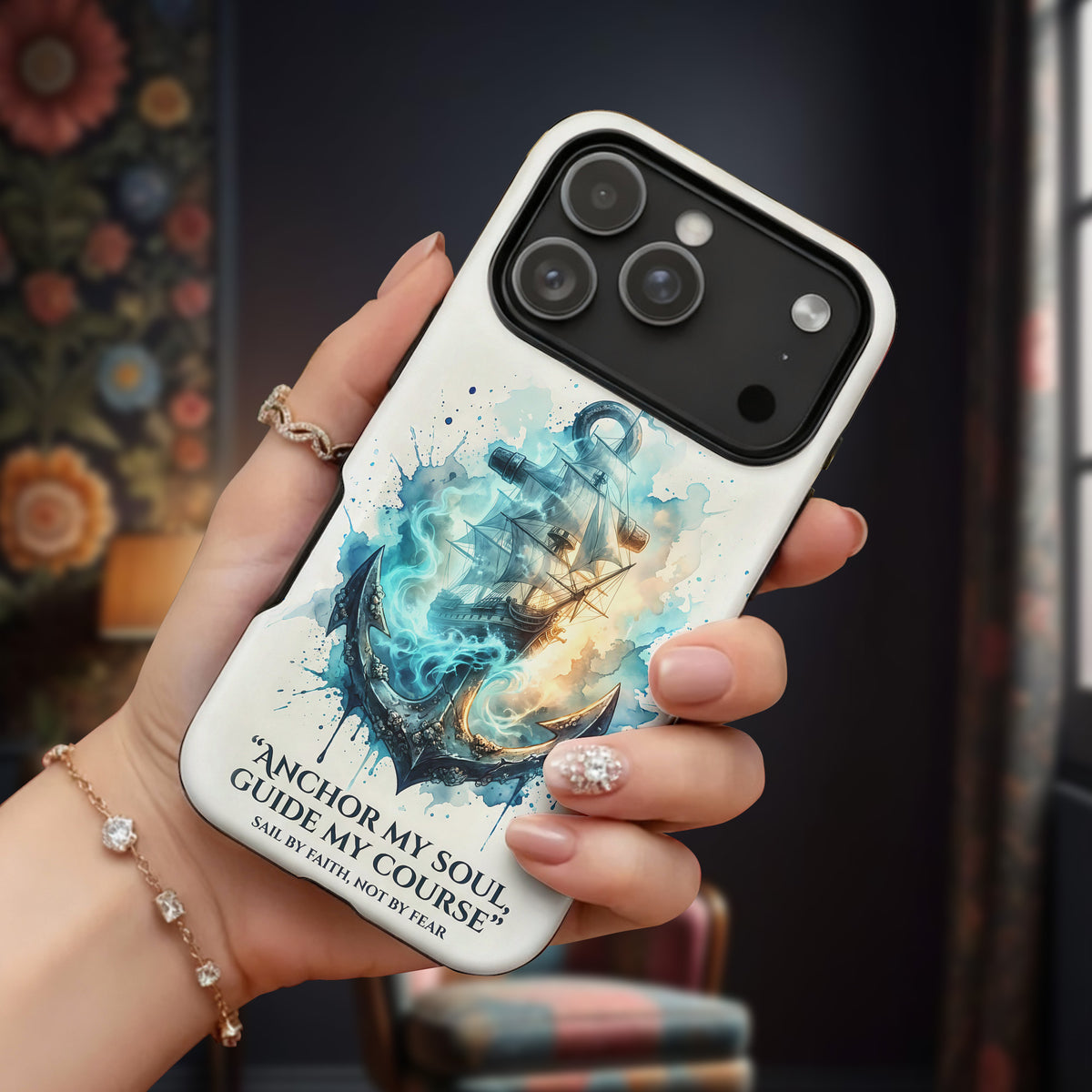 Anchored in Faith, Guided with Courage Phone Case