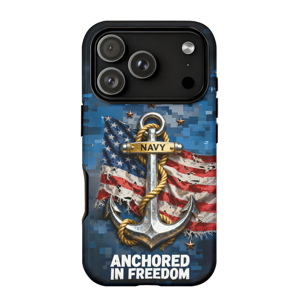 Anchored by Honor, Defending Freedom Phone Case