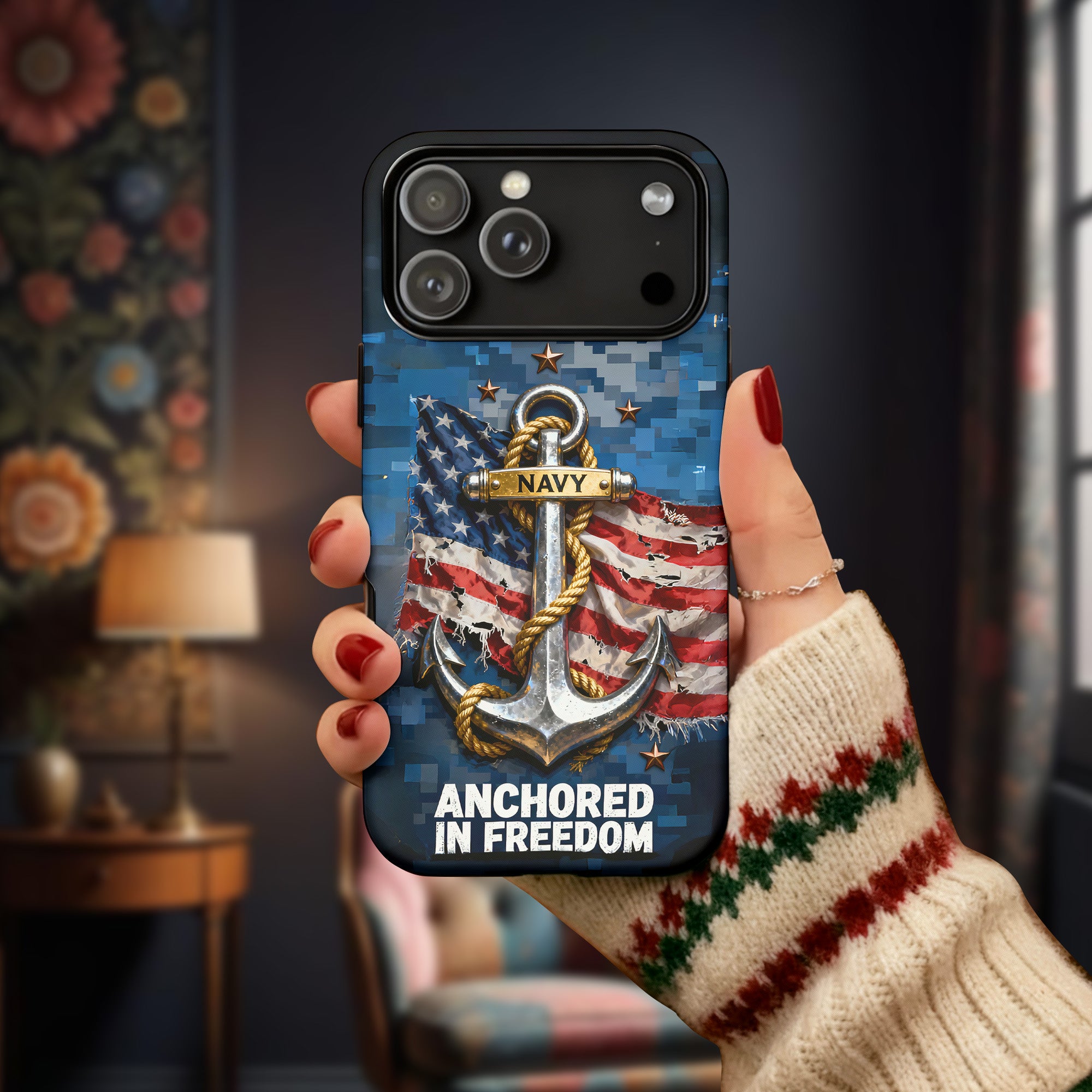 Anchored by Honor, Defending Freedom Phone Case Secondary image