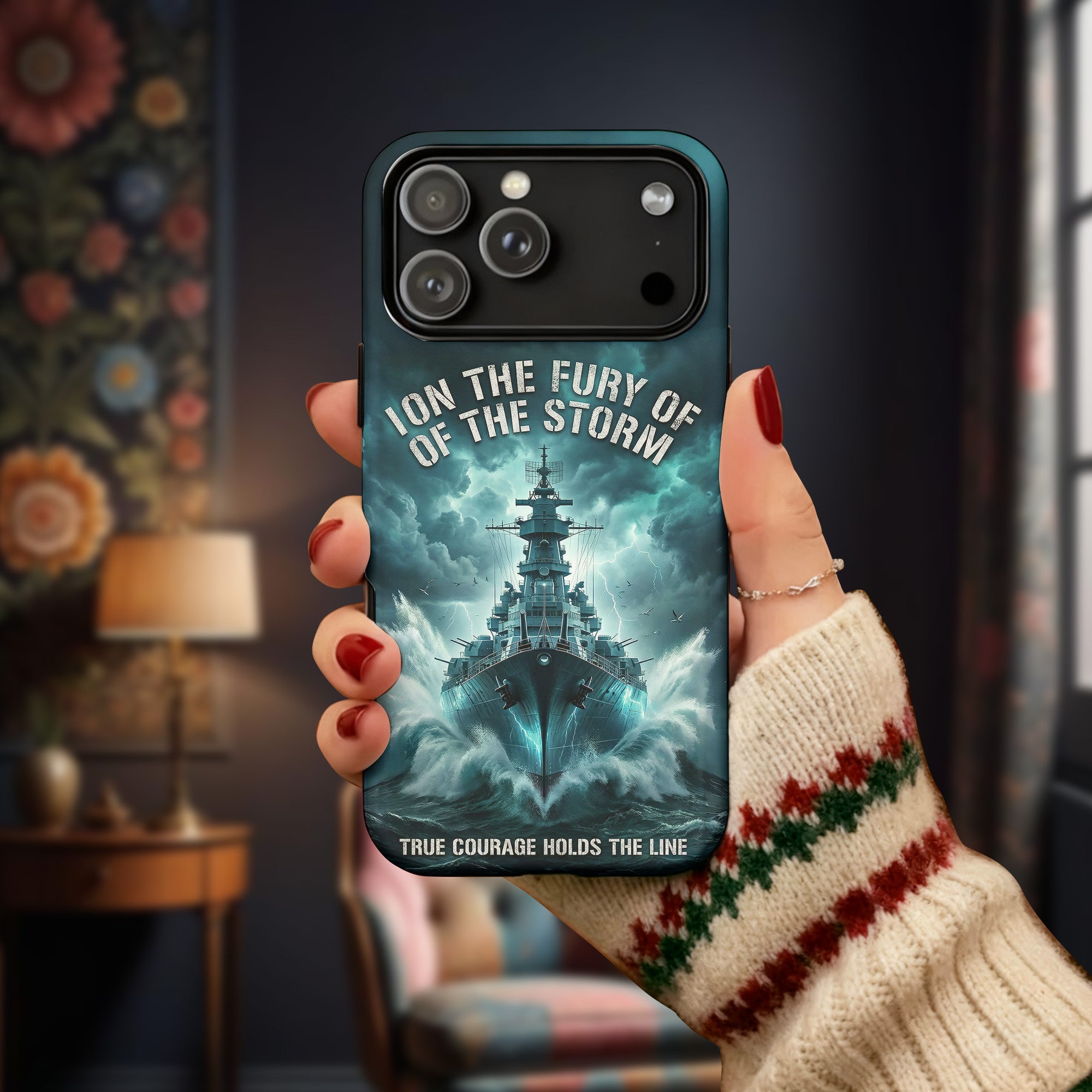 Courage Holds the Line at Sea Phone Case Secondary image