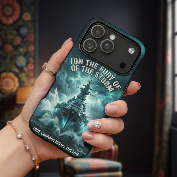 Courage Holds the Line at Sea Phone Case
